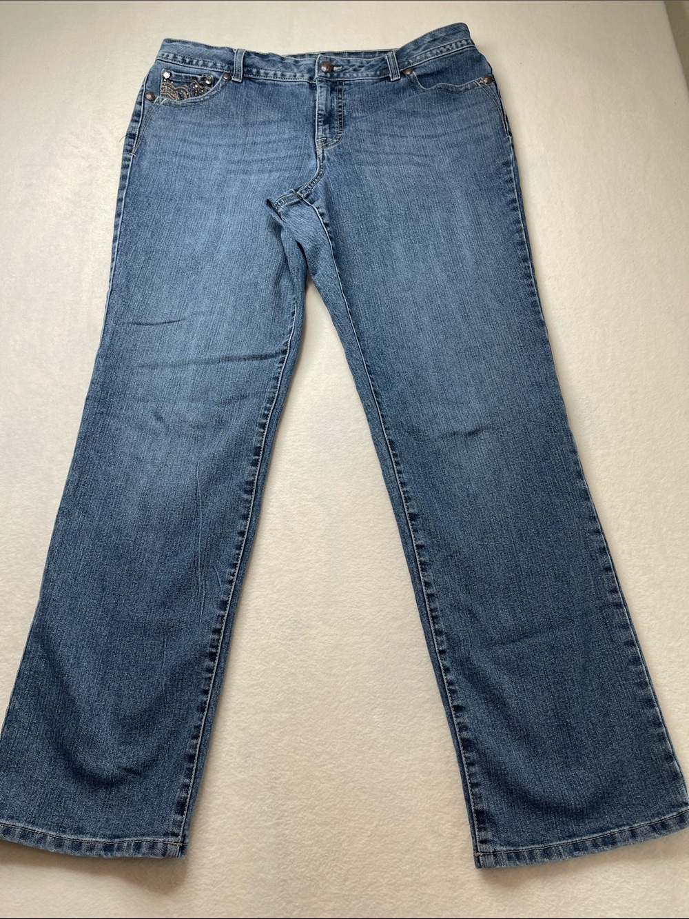 STYLE & CO WOMENS SIZE 14 DENIM Classic Straight-Leg Blue Jeans